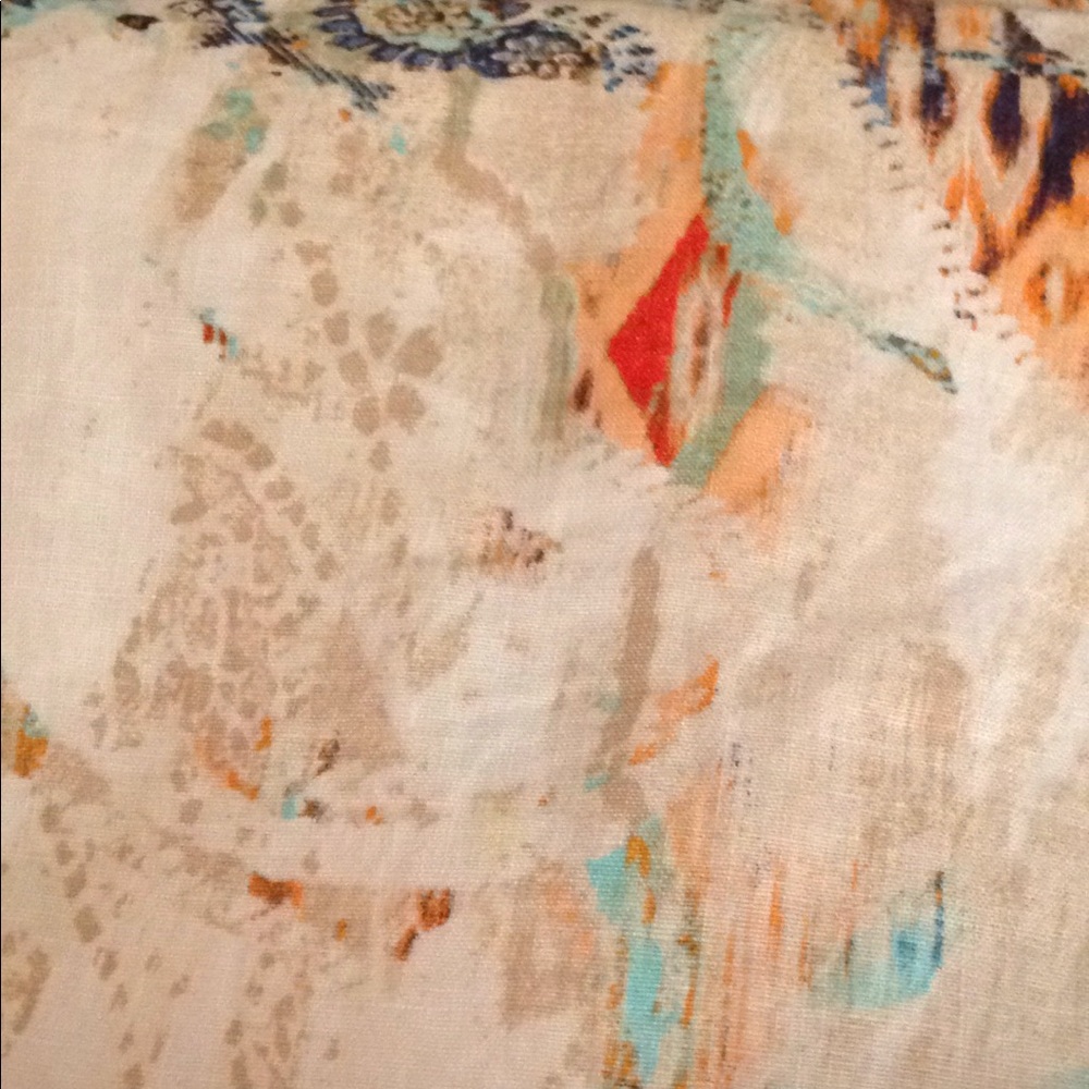 Chico's faded print linen palazzo pants.